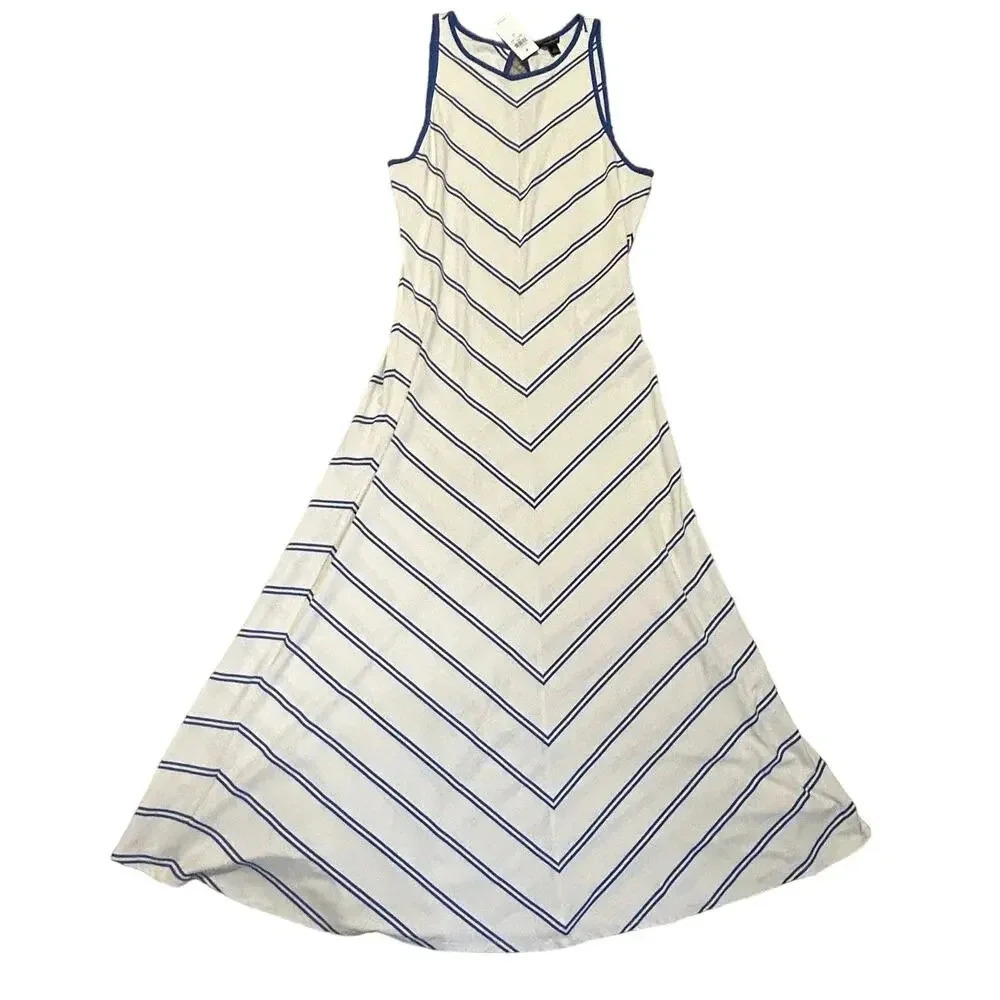 Ann Tayor NWT Blue and white halter maxi sundress size S - Picture 8 of 13